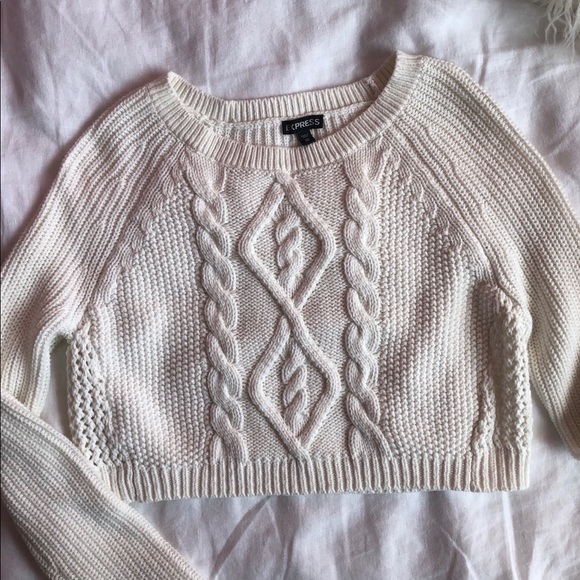 Express White Cropped Sweater - Picture 2 of 4